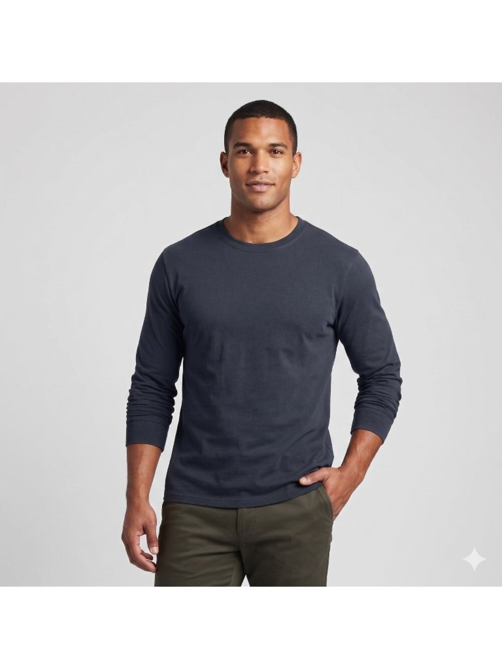 Lands End Men's Super-T T-Shirt XXL Gray Long Sleeve Crewneck 100% Cotton Casual
